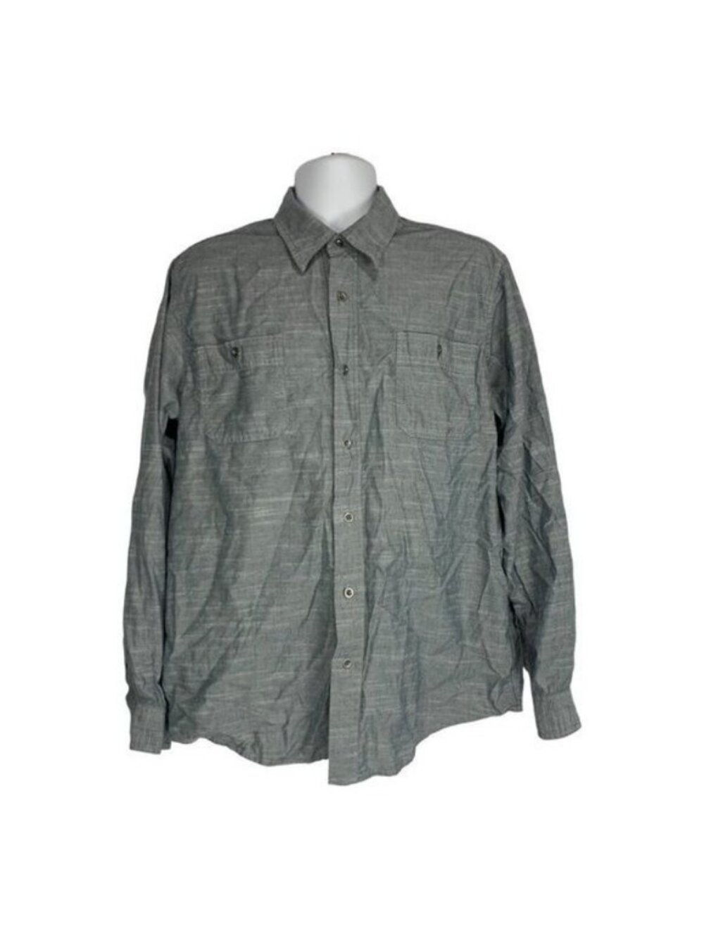 Wrangler Mens Large Blue Button-Up Long Sleeve Vintage Wash Cotton Shirt